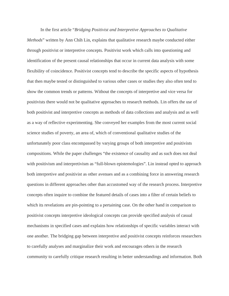 Qualitative Methods - Bridging Positivist and Interpretive Approaches