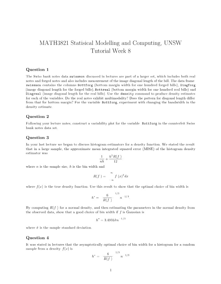 Tutorial 8 Handout