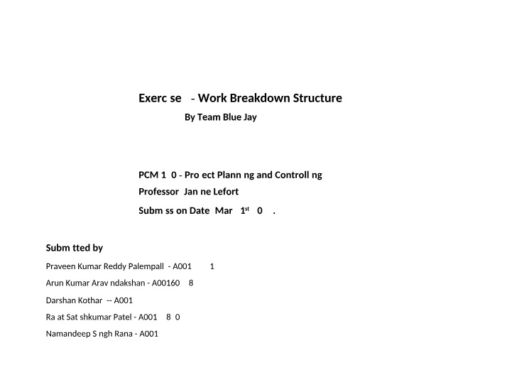 Work Breakdown Structure - Exercise 3