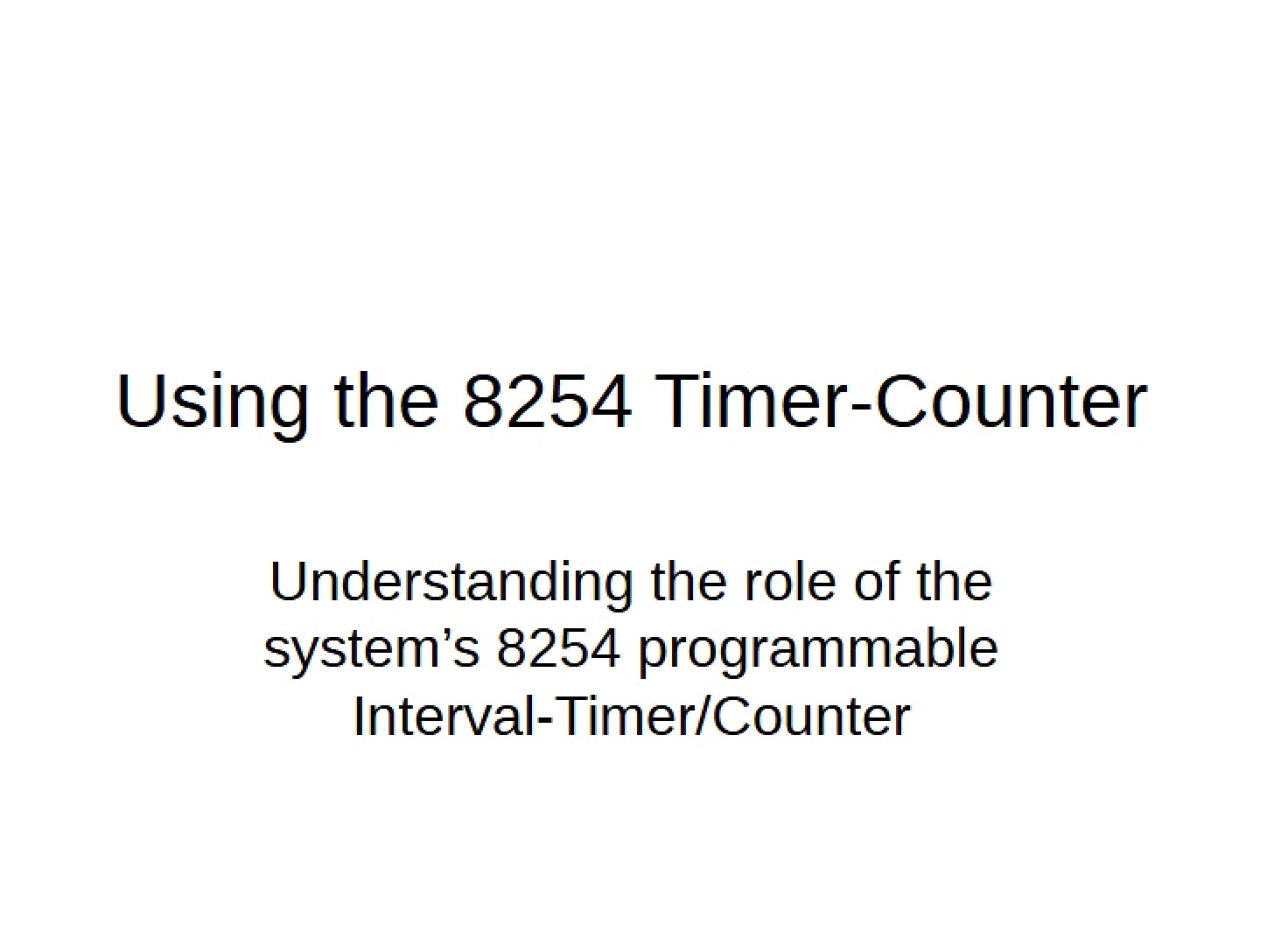 8254 Timer-Counter Usage