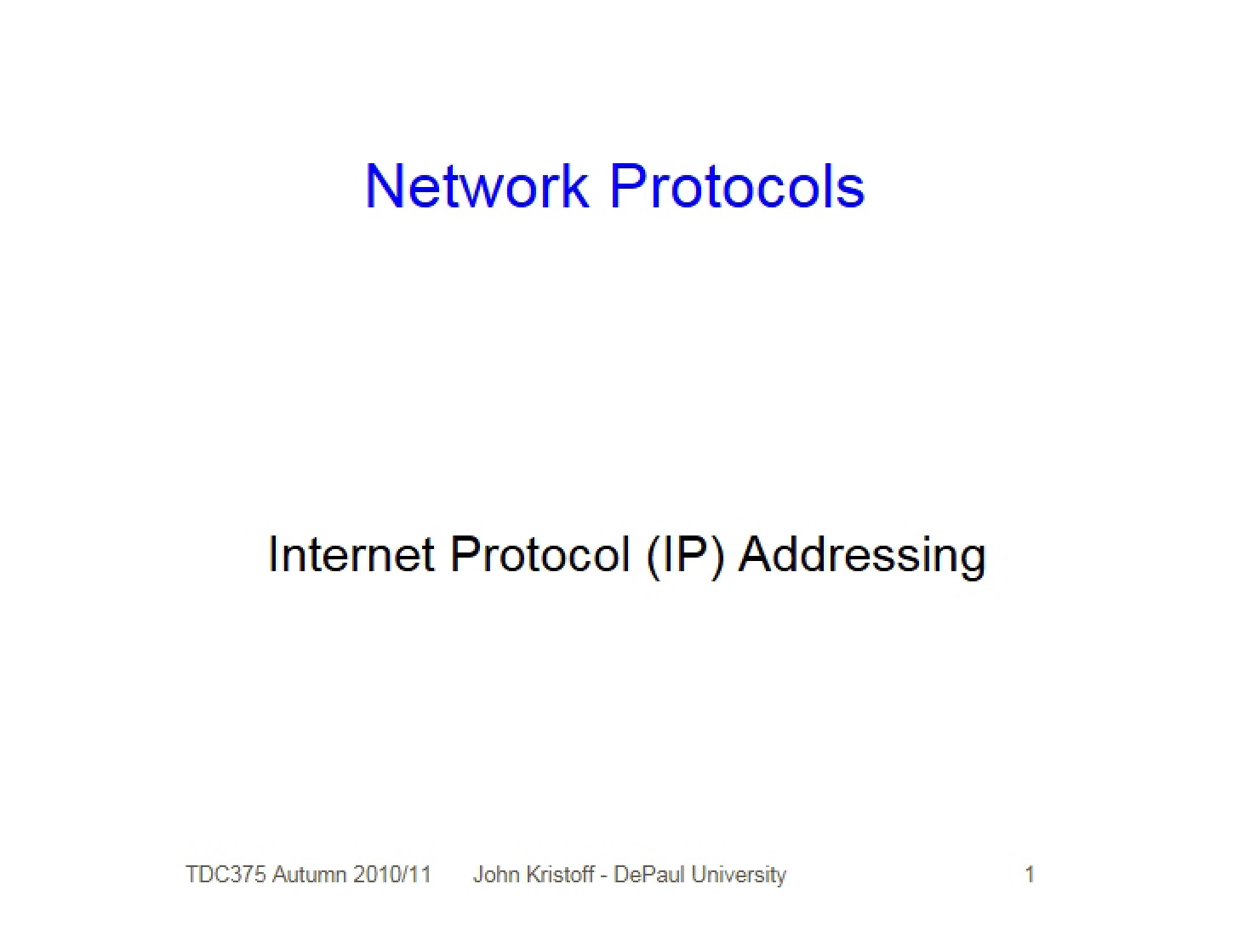 Addressing for IP