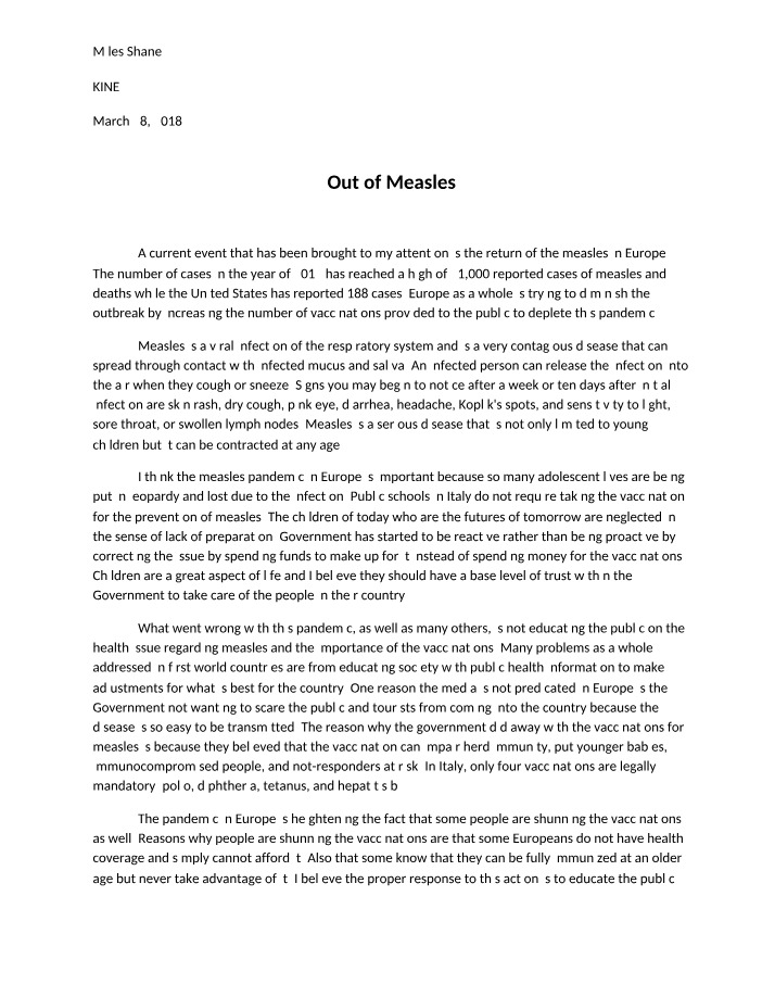 Causes, Impact, and Solutions for the Measles Outbreak in Europe