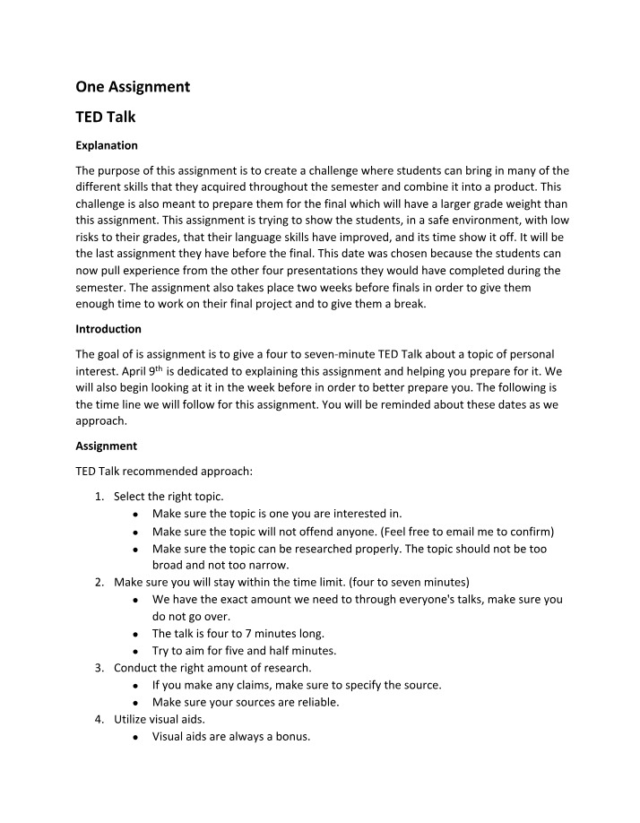 TED Talk Assignment