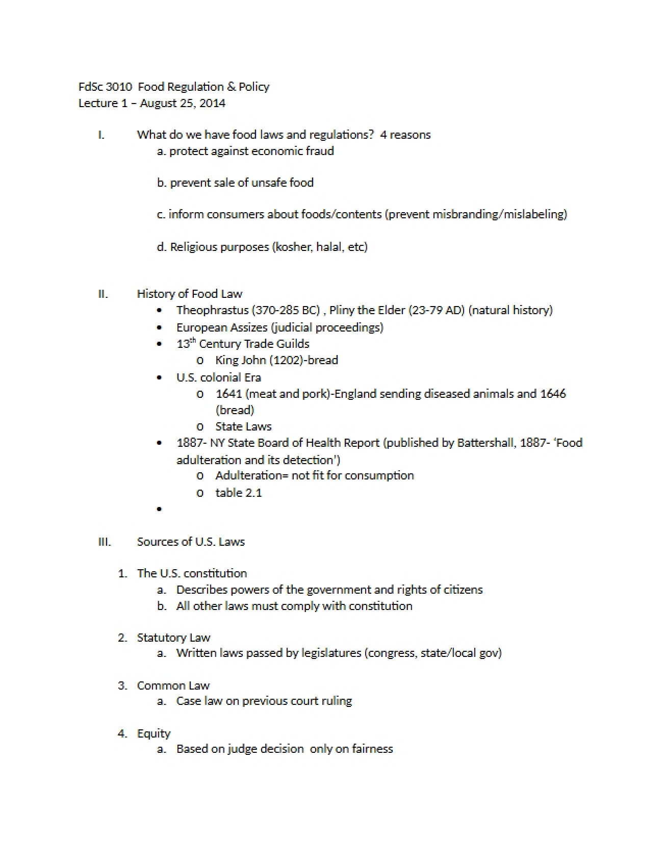 Outline for Lecture One