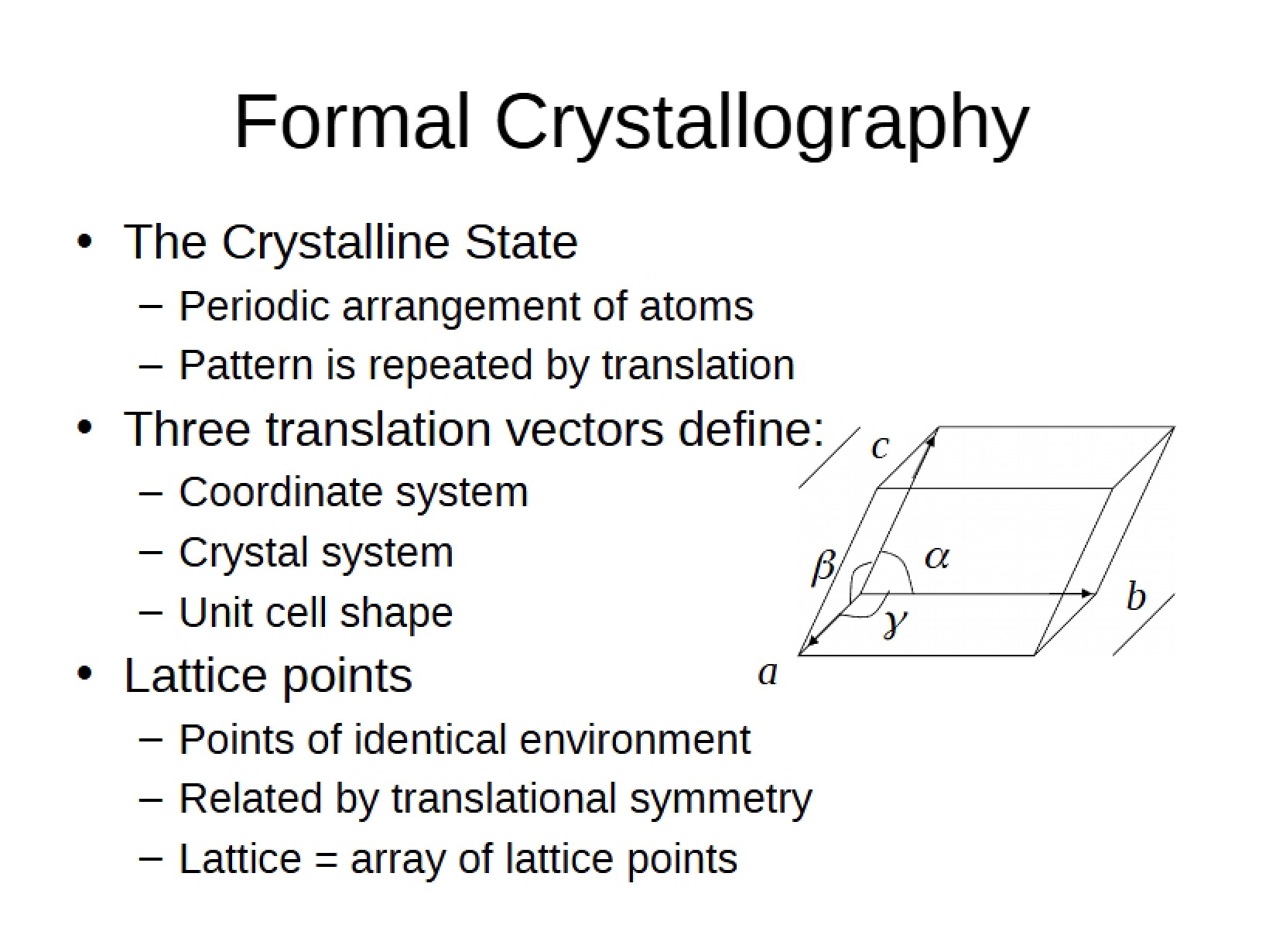 Crystallography Formalities