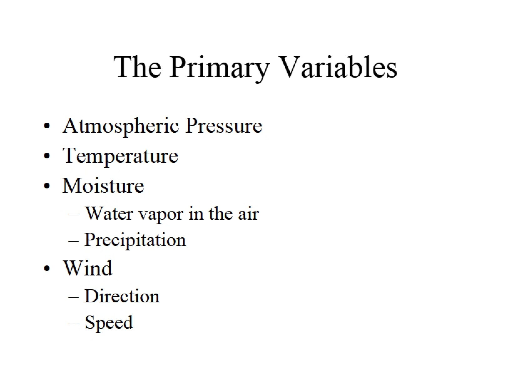 Variables (Primary)
