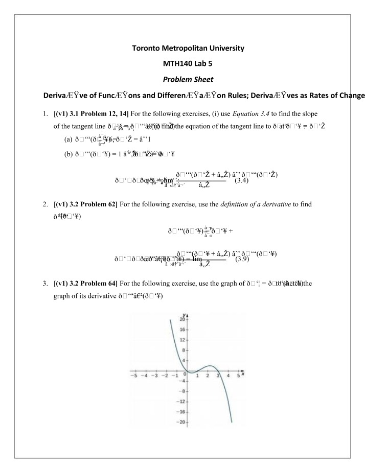 Practice Problems - Derivatives and Rates of Change