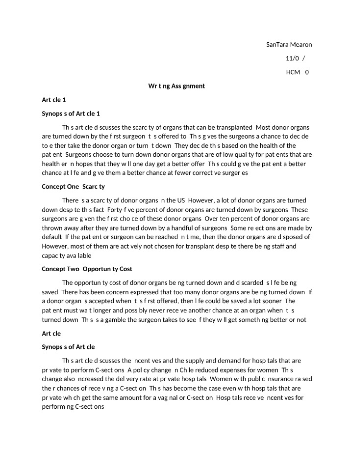 Writing Assignment - SanTara Mearon