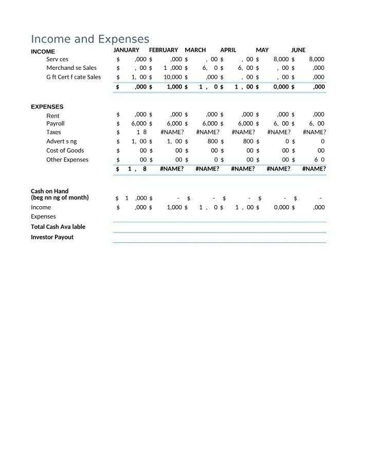 Statement of Income and Expenses