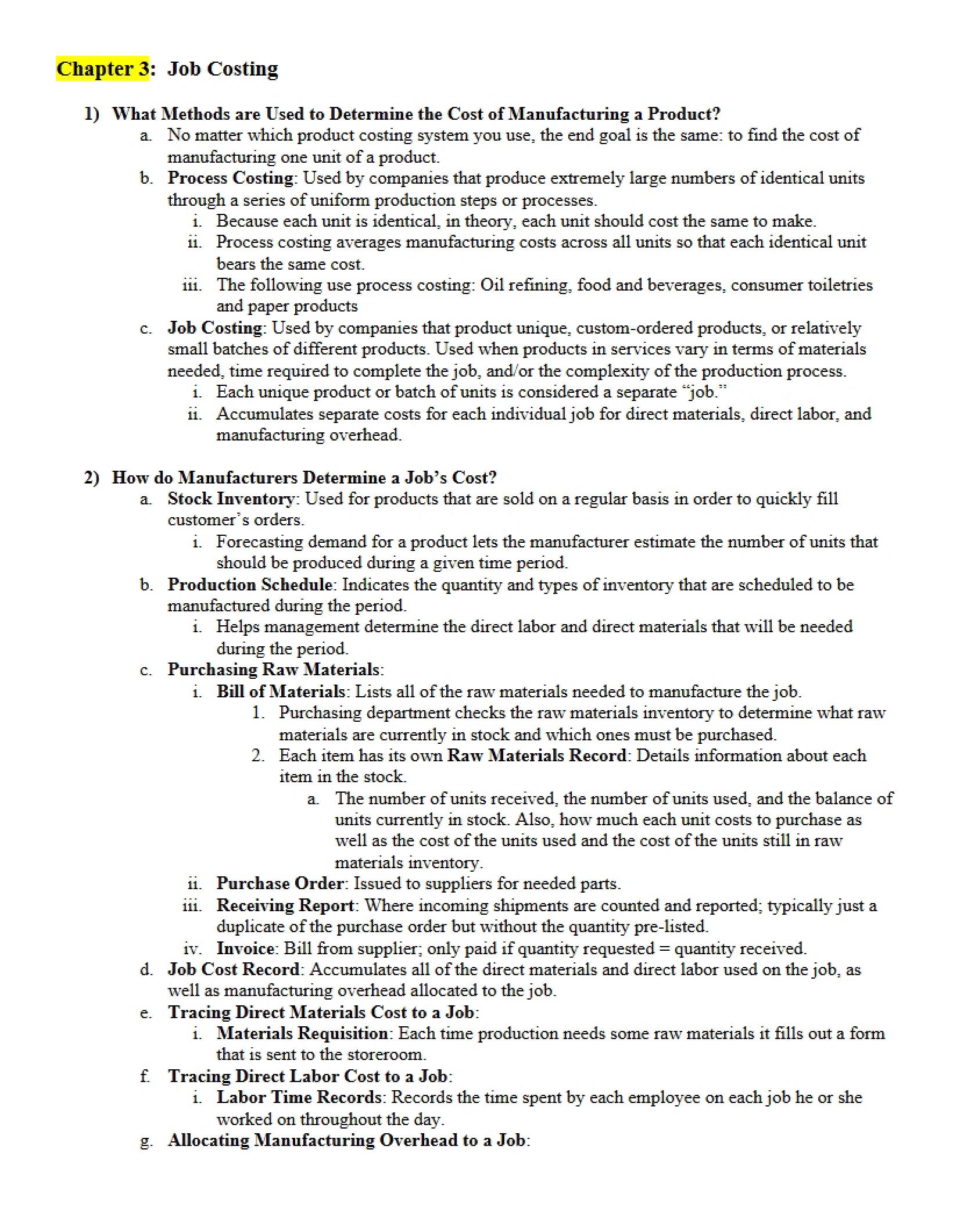 Job Costing (Chapter 3)
