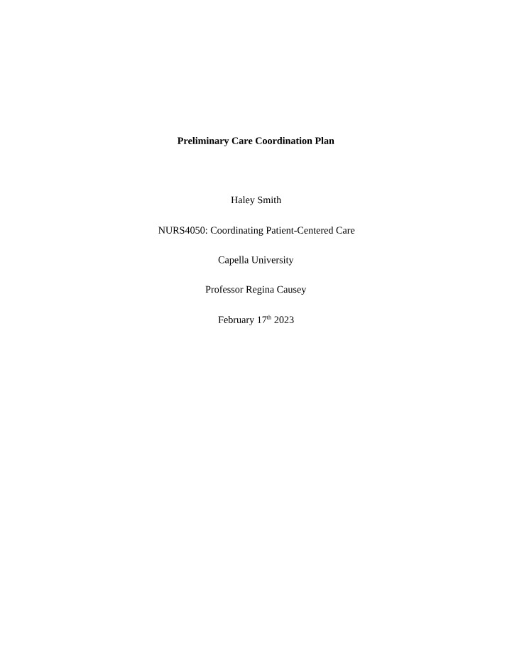 Preliminary Care Coordination Plan Draft 6