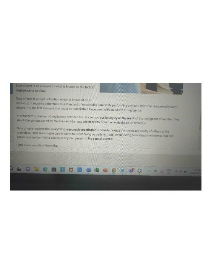 Duty of Care within Tort Law and Negligence