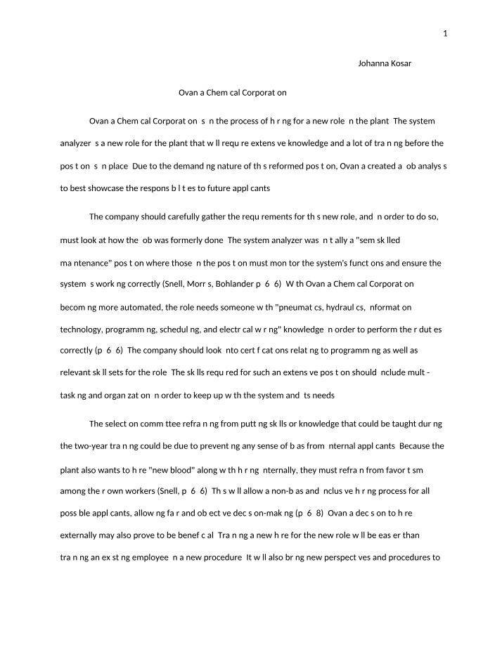 Ovania Chemical Corporation Case Study