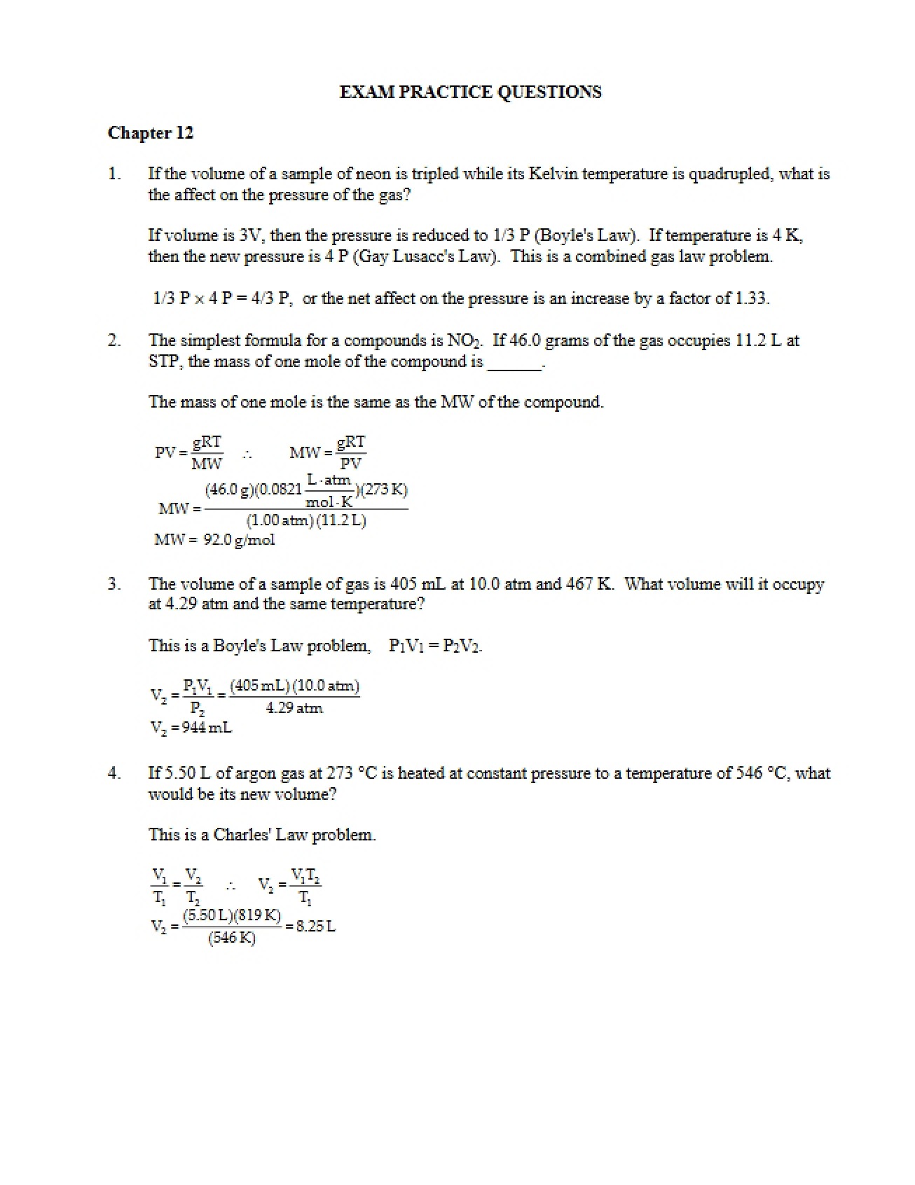 Third Set of Exam Practice Questions