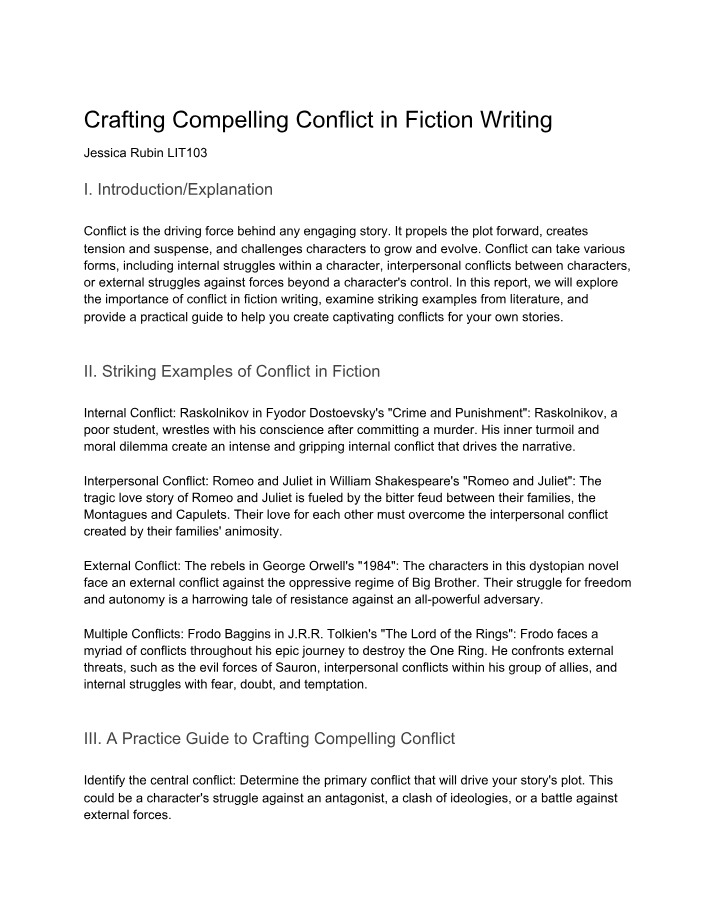 Fiction Writing - Crafting Compelling Conflict