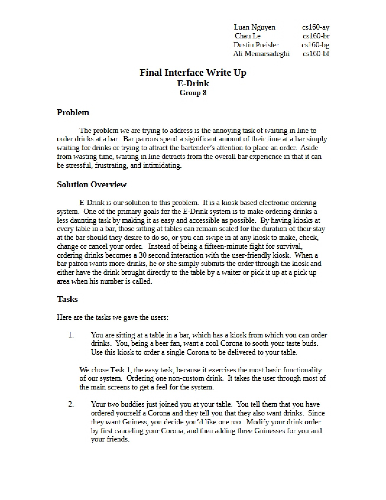 Write-Up for Final Interface