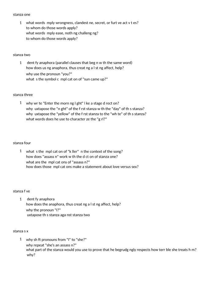 Assassin Close Read Questions