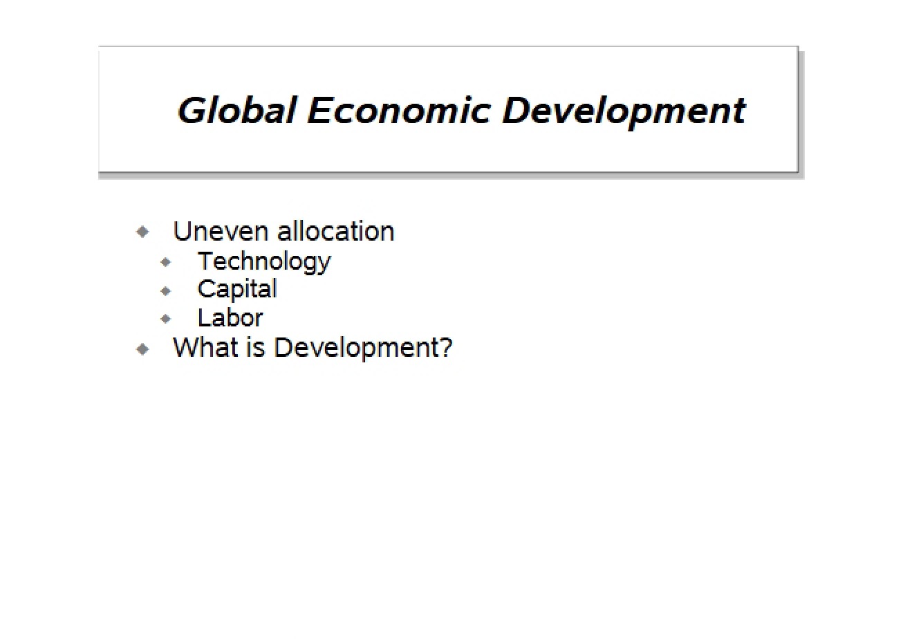 Overview of Global Economic Development