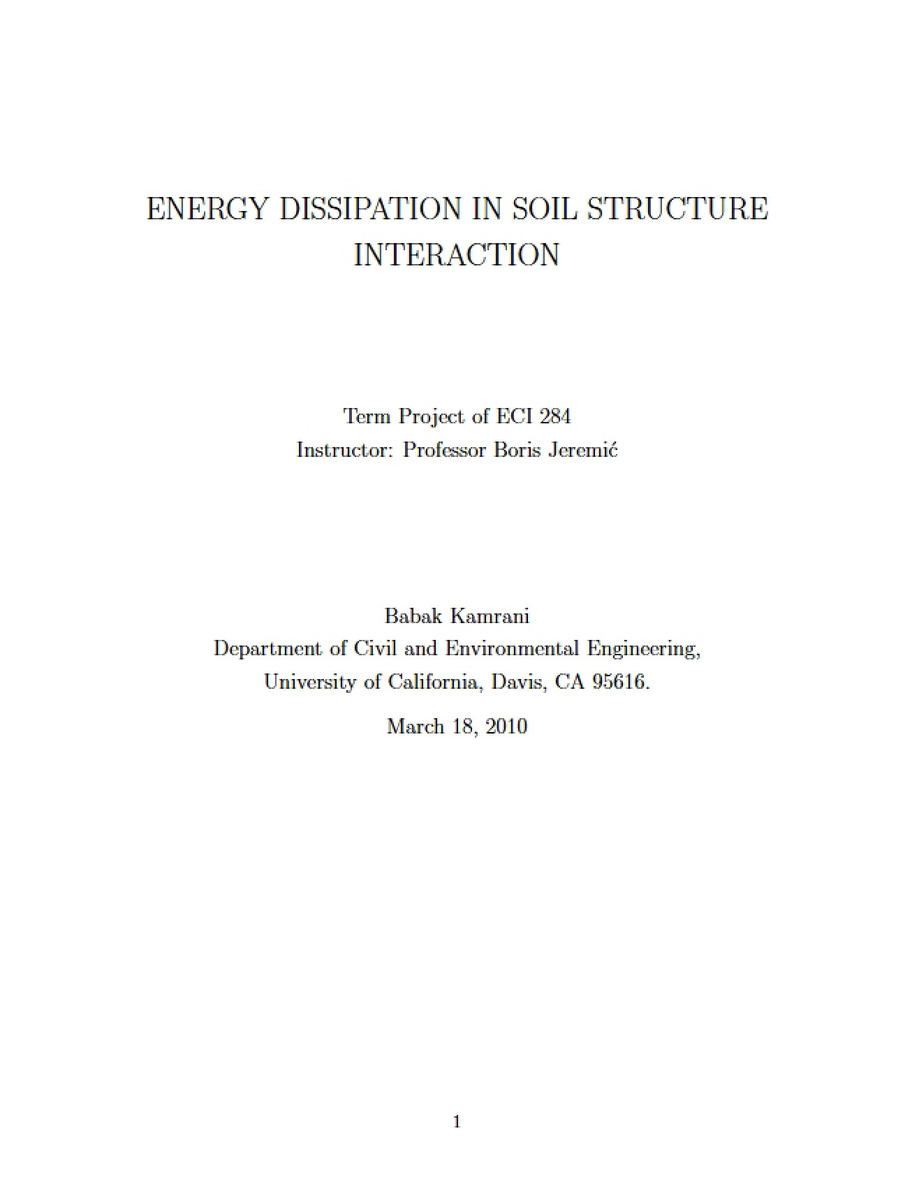 Soil Structure Interaction Energy Dissipation