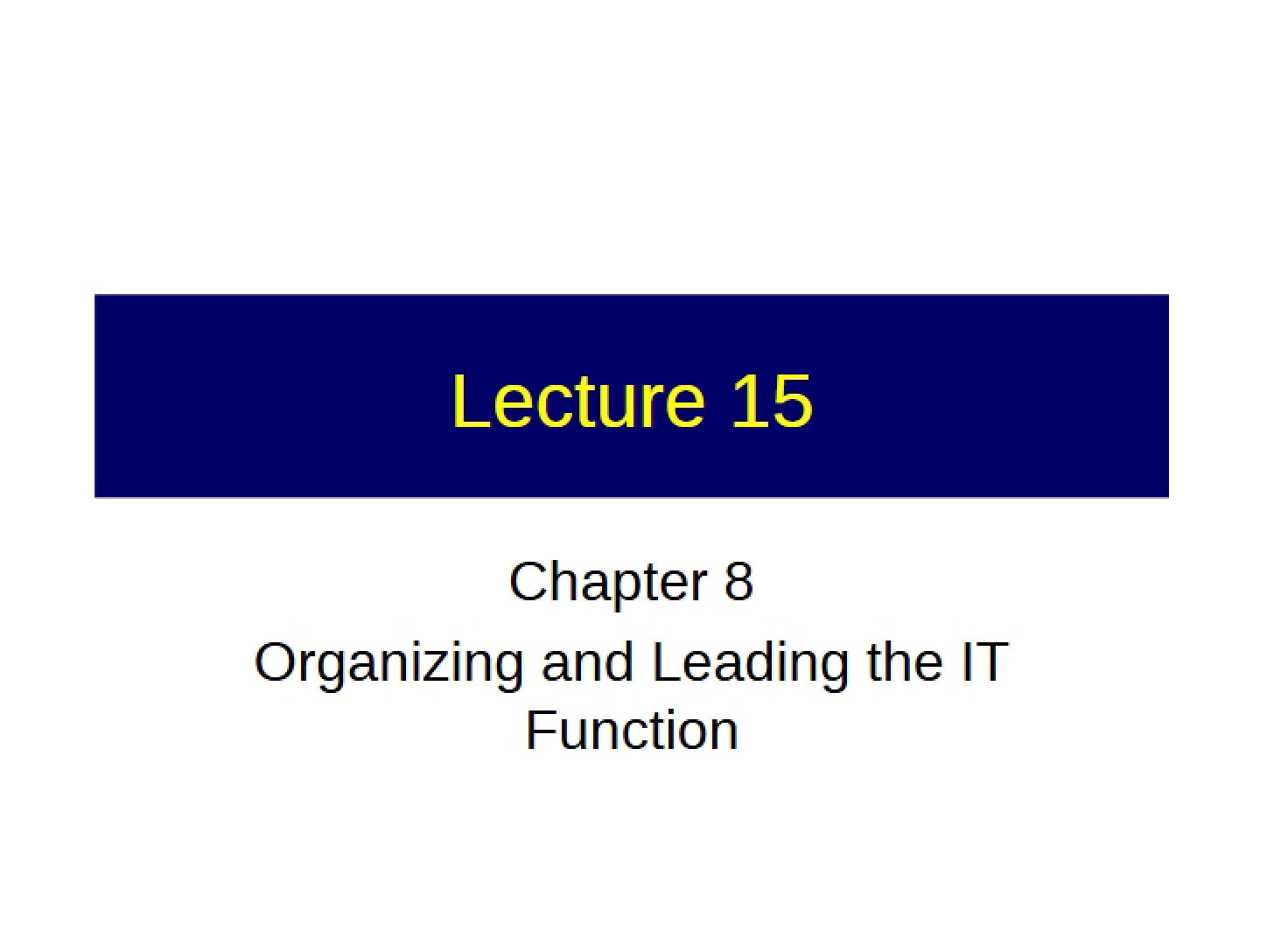 IT Function Organizing and Leading
