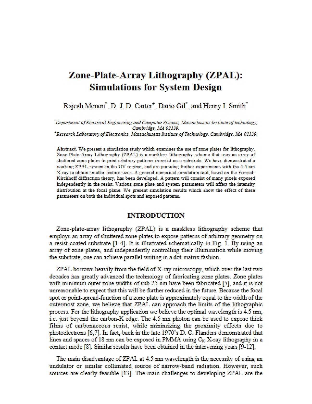 Lithography: Zone-Plate-Array