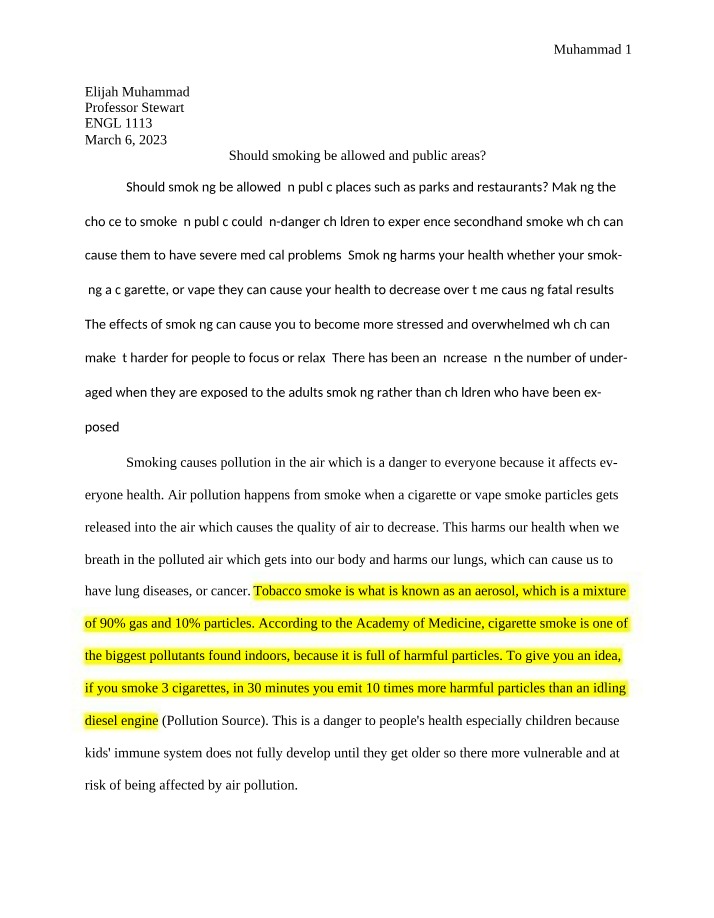 Argumentative Essay Assignment