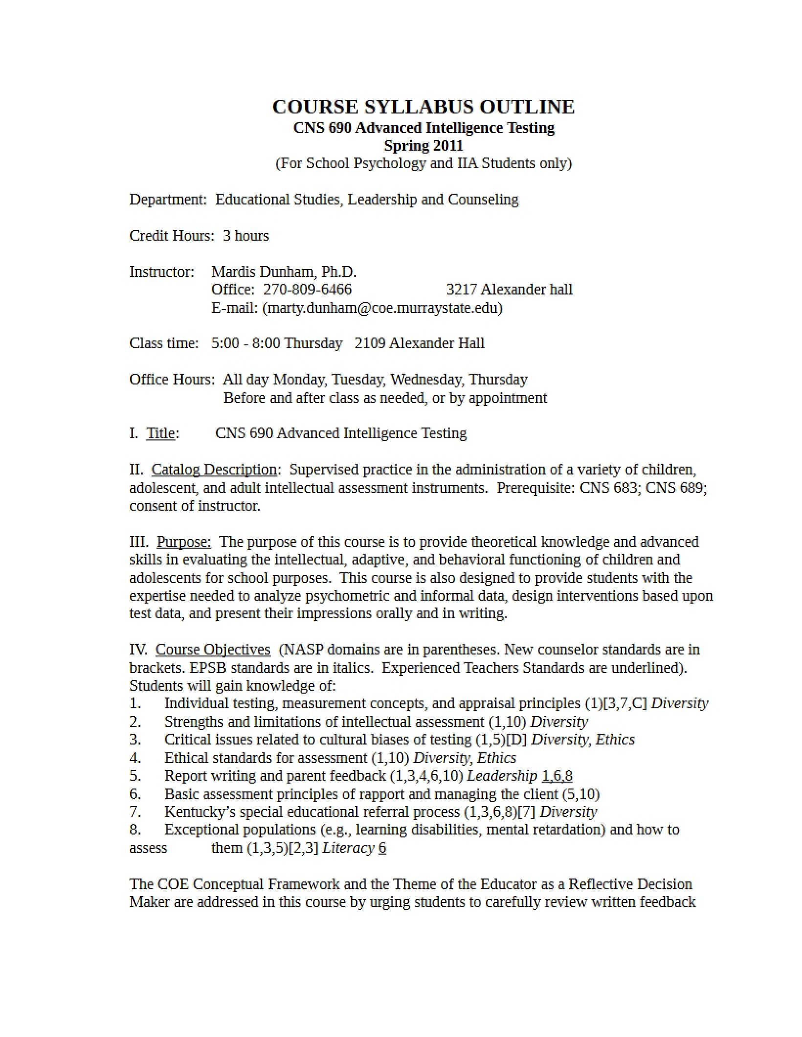 Syllabus - 9 Pages