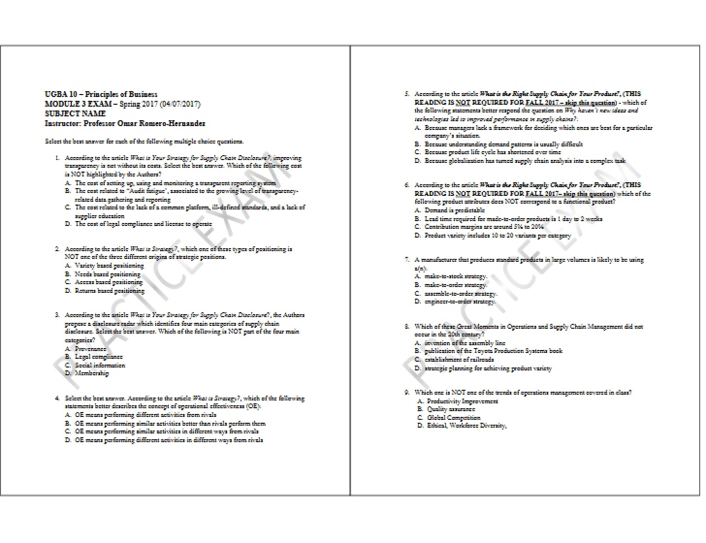 Exam for Module 3