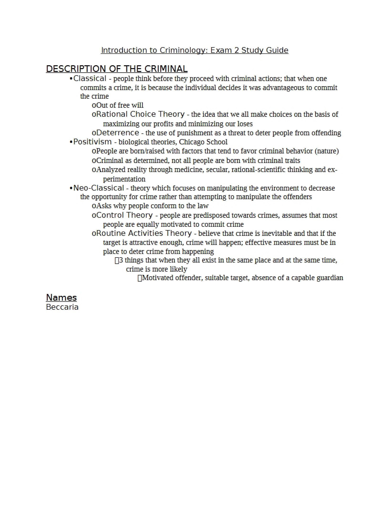 Exam Two Preparation Guide