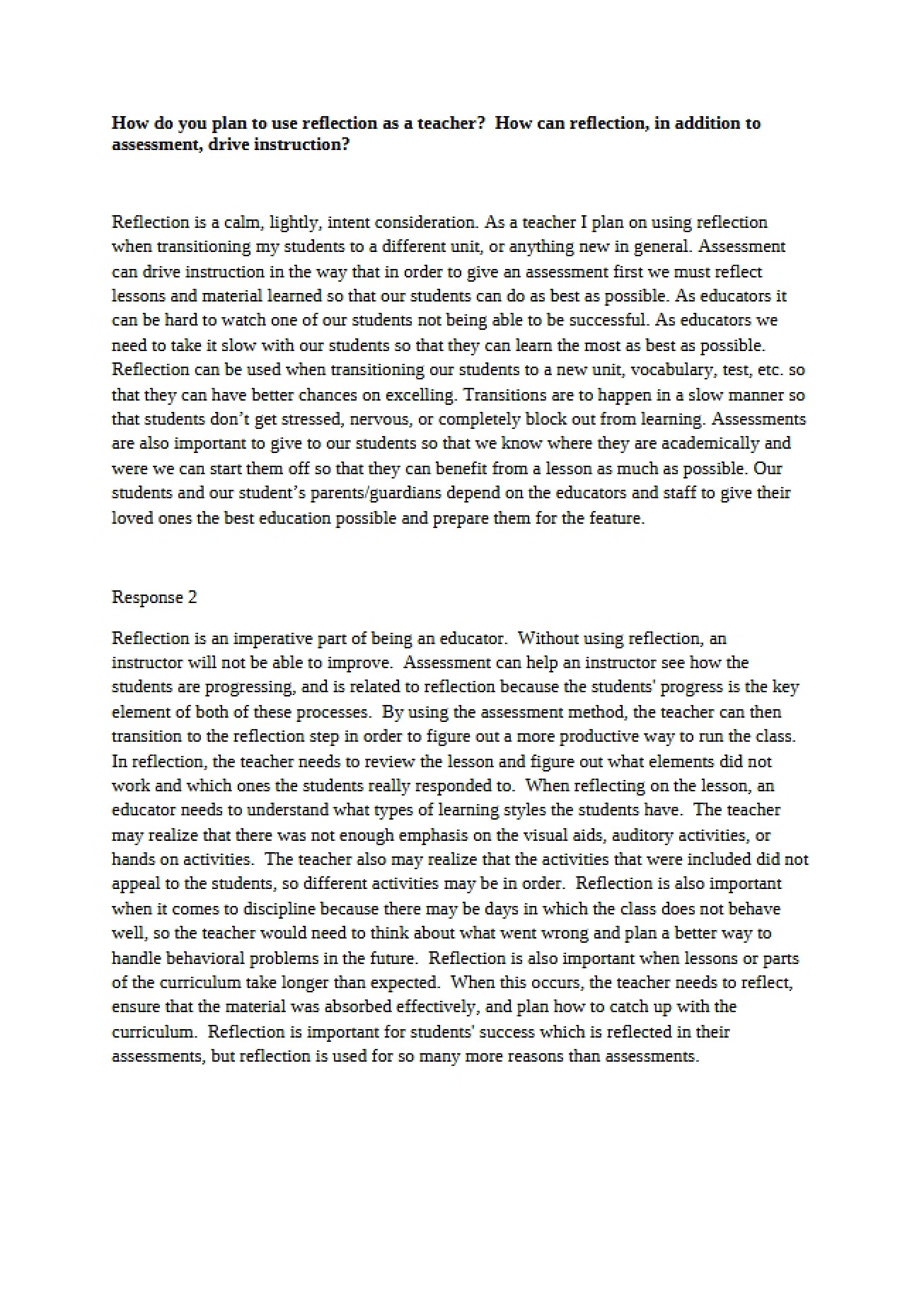 Using Reflection in Teaching