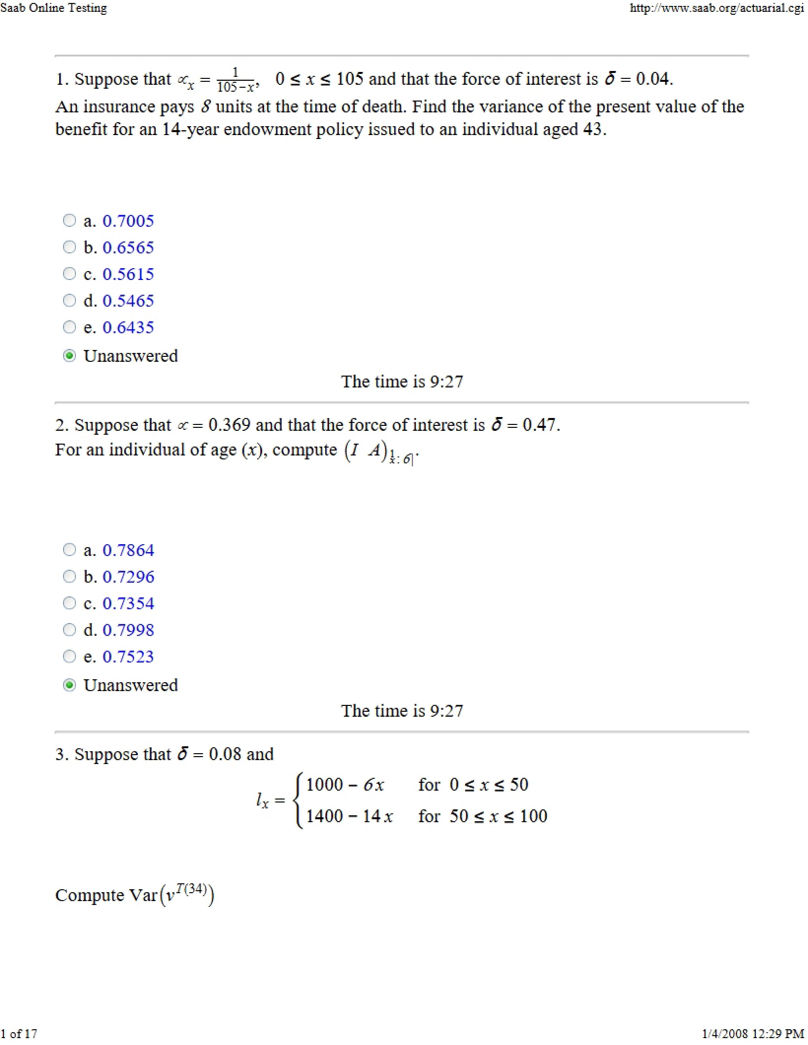Practice Examination - STAT 47200
