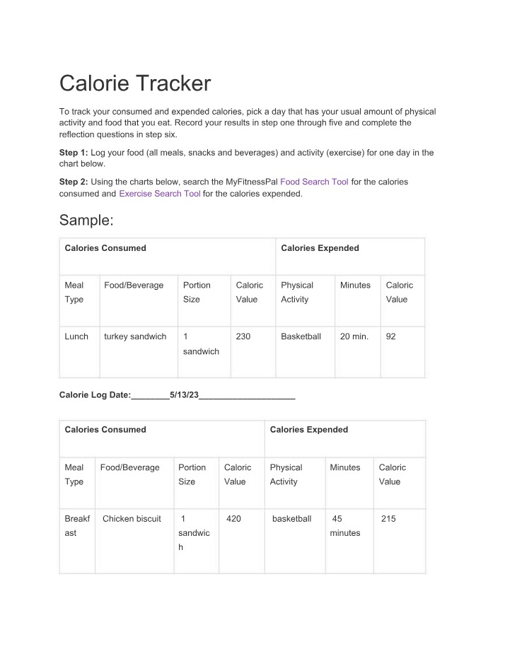 How to Track Consumed and Expended Calories
