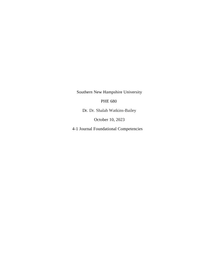 Journal 4-1 - Foundational Competencies