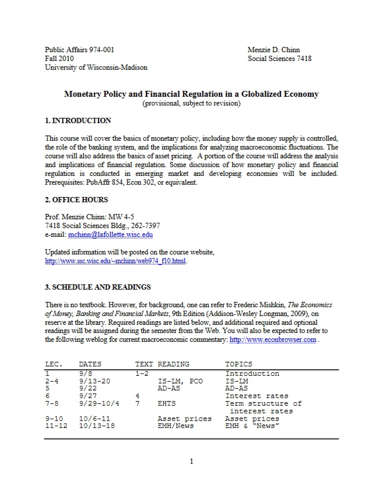 Syllabus for PA 974 - 3 Pages