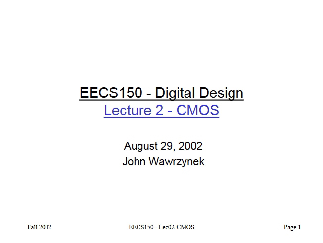 CMOS Overview
