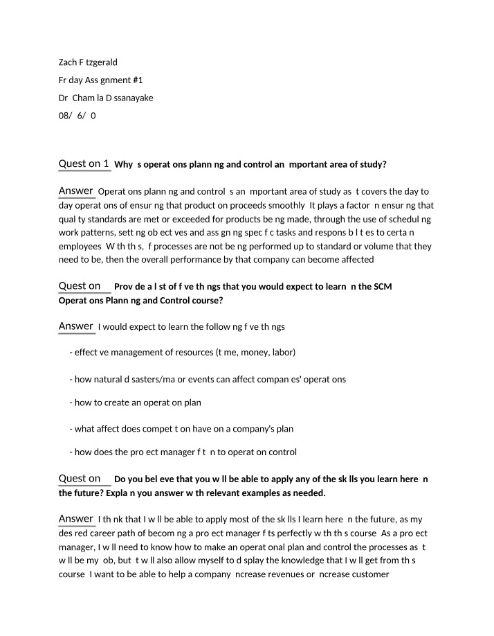 SCM 445 - Friday Assignment 1