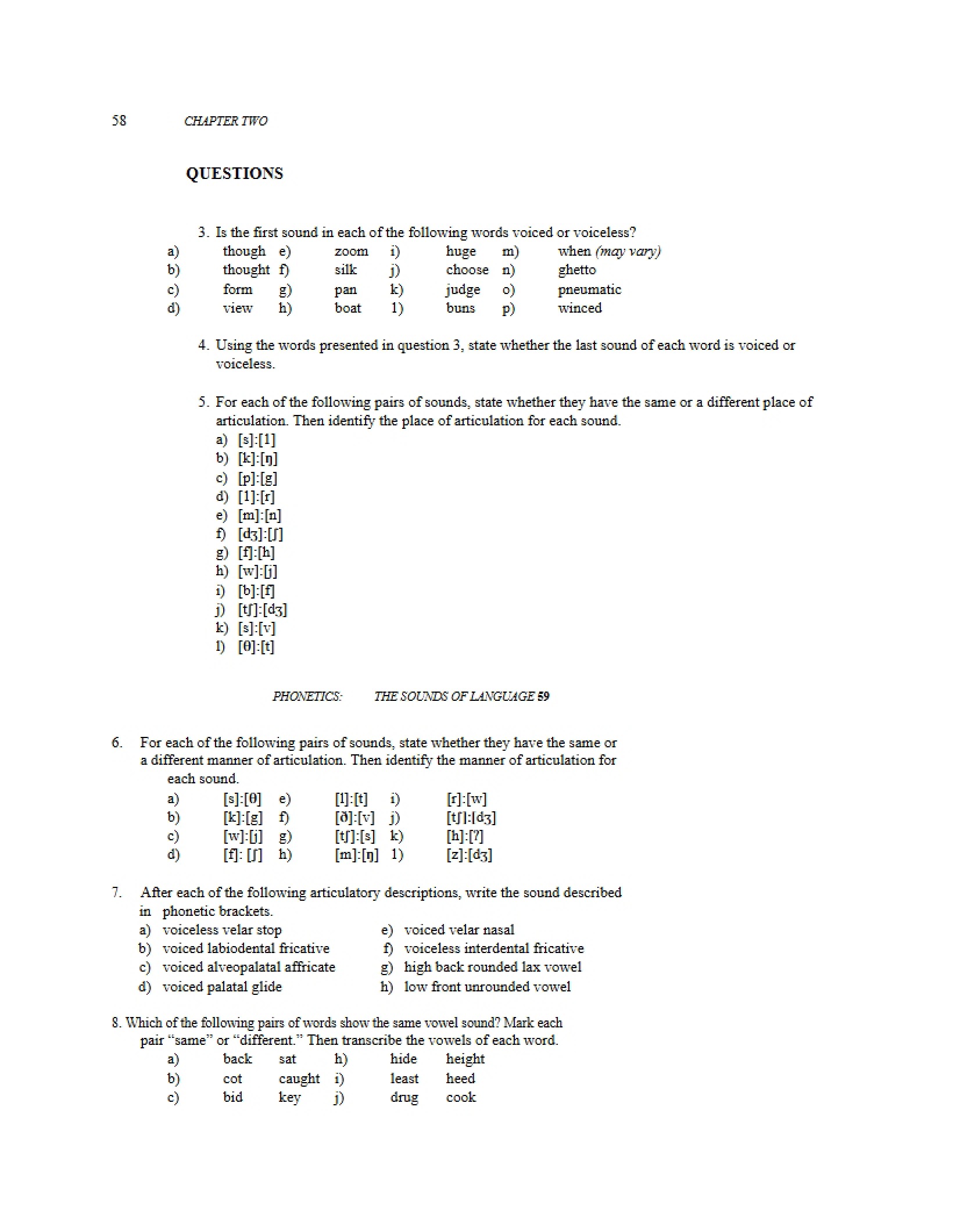 Questions for Chapter 2