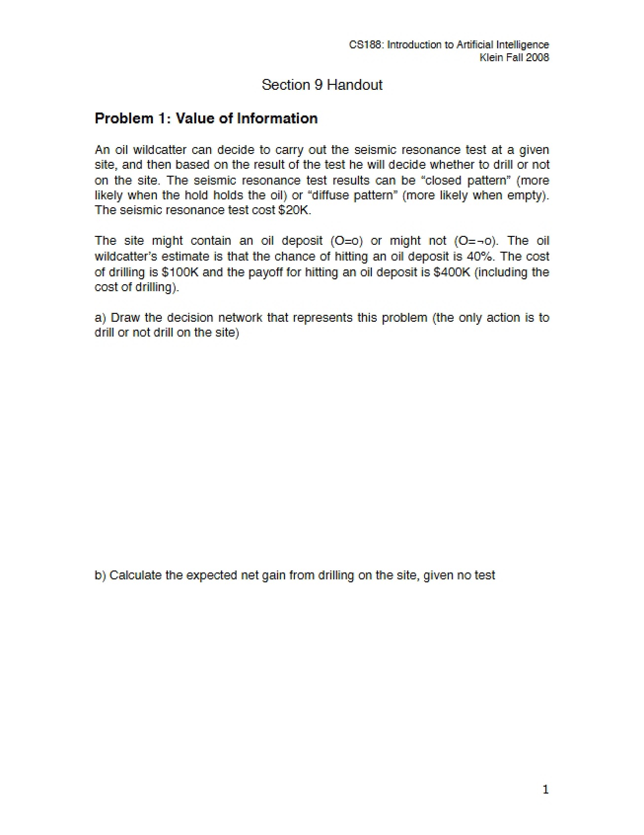 Handout for Discussion Section