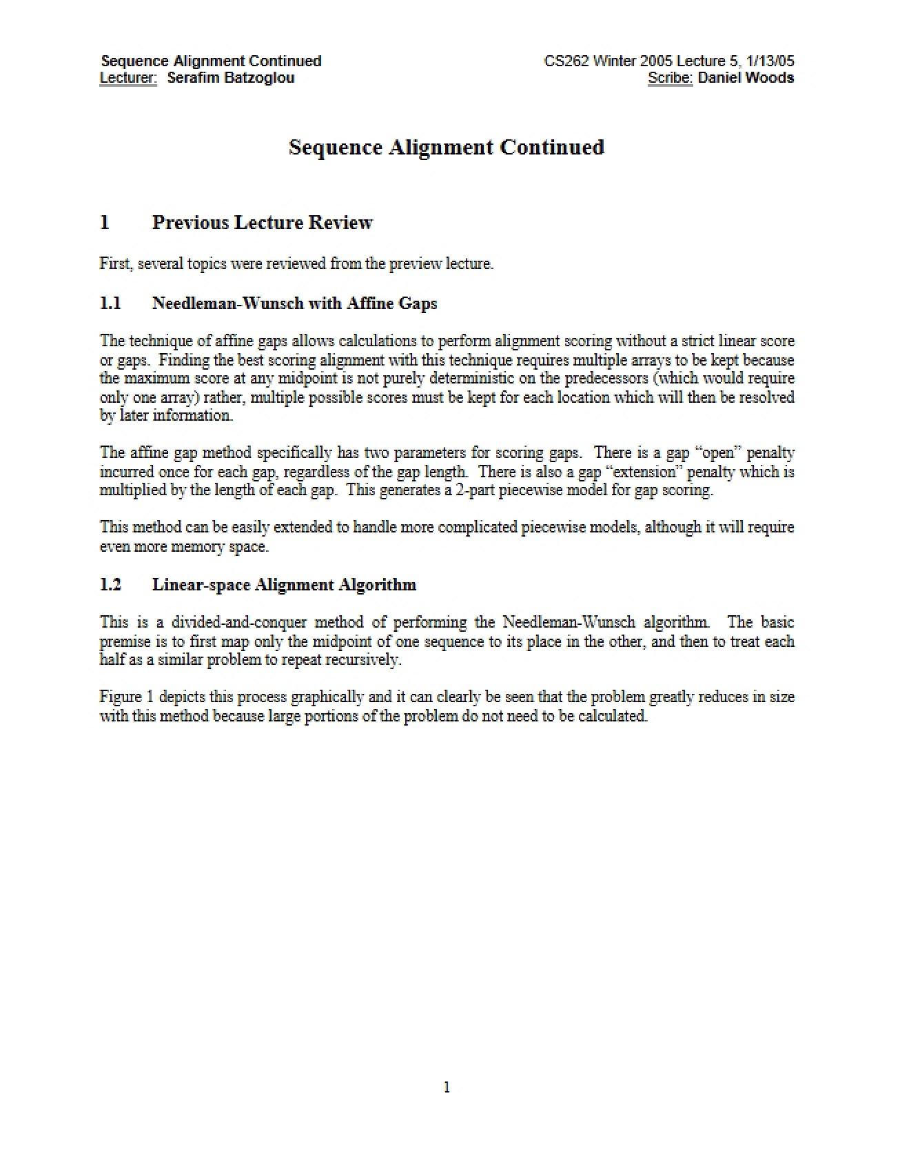 Continuation of Sequence Alignment