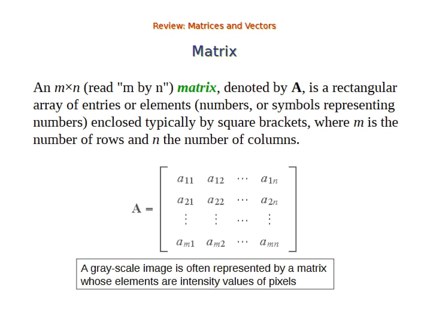 Matrix Concepts