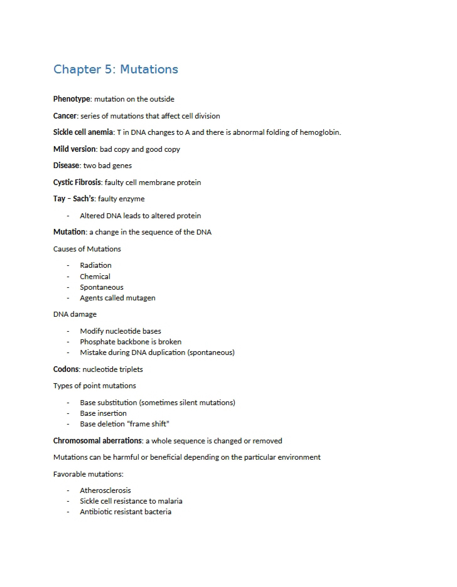 Mutations Chapter 5
