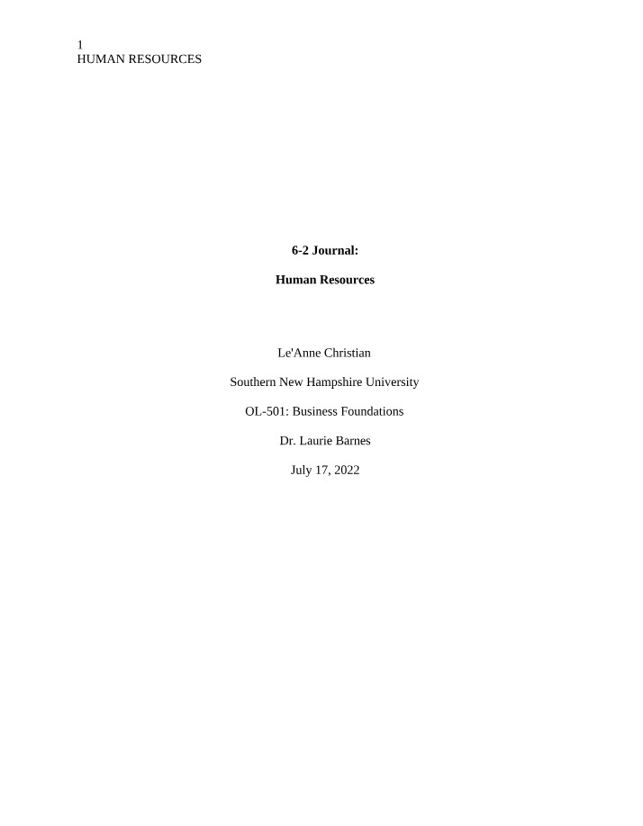 Journal on Human Resources
