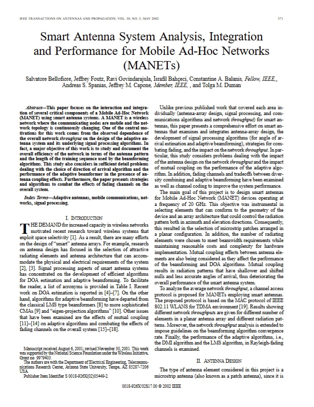 Analysis of Smart Antenna Systems