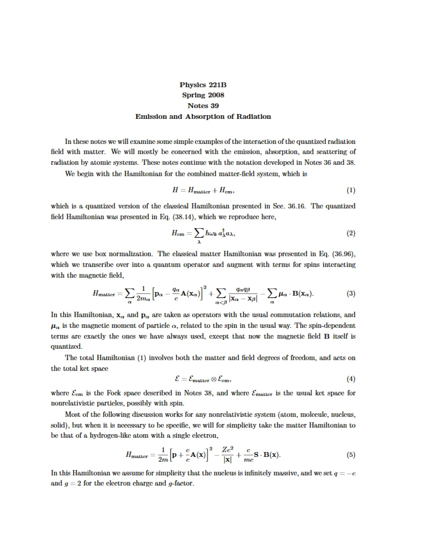 Radiation Absorption and Emission