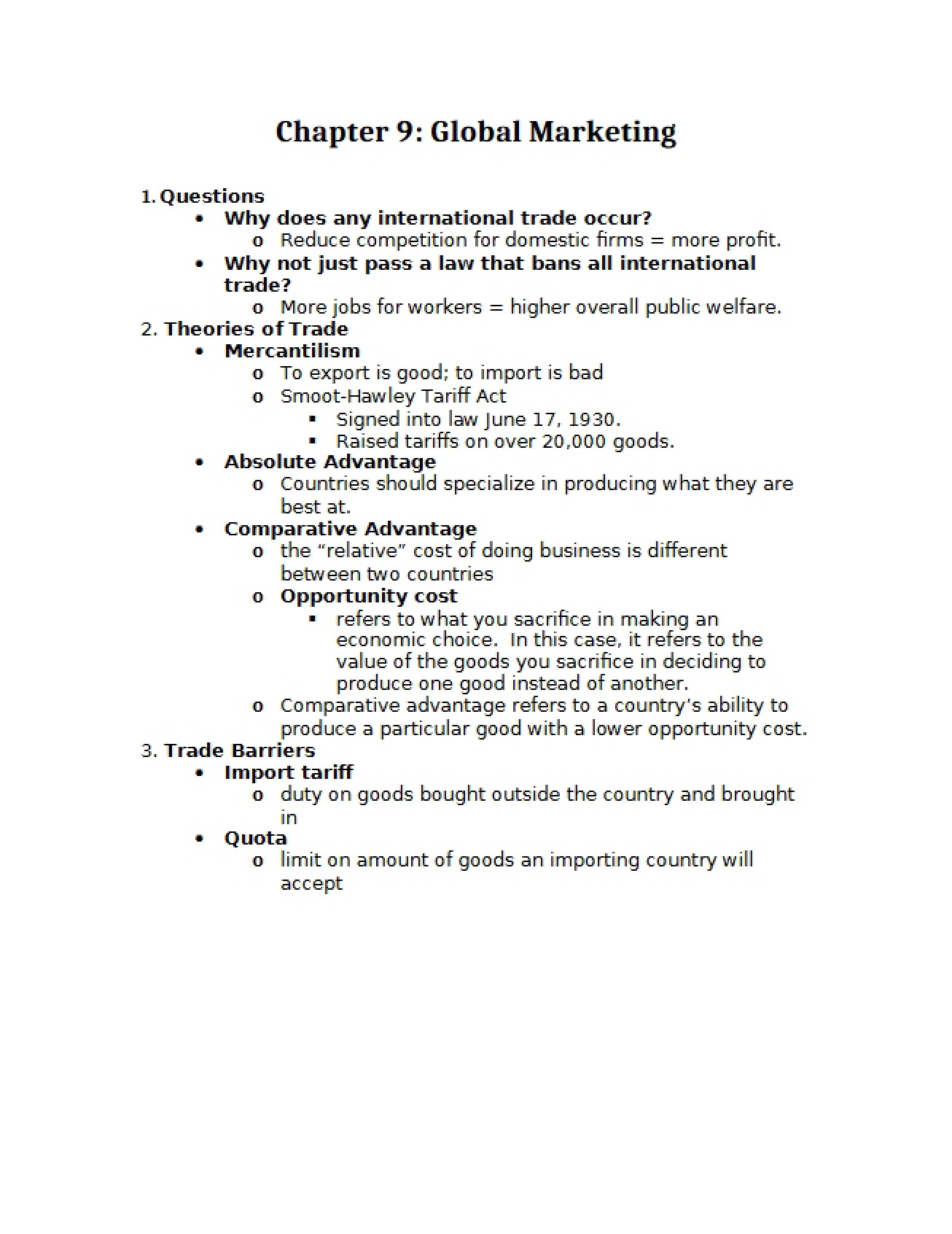 Global Marketing, Chapter 9