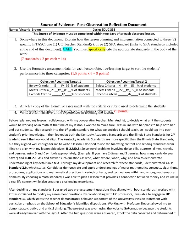 Connecting InTASC to Lesson Planning