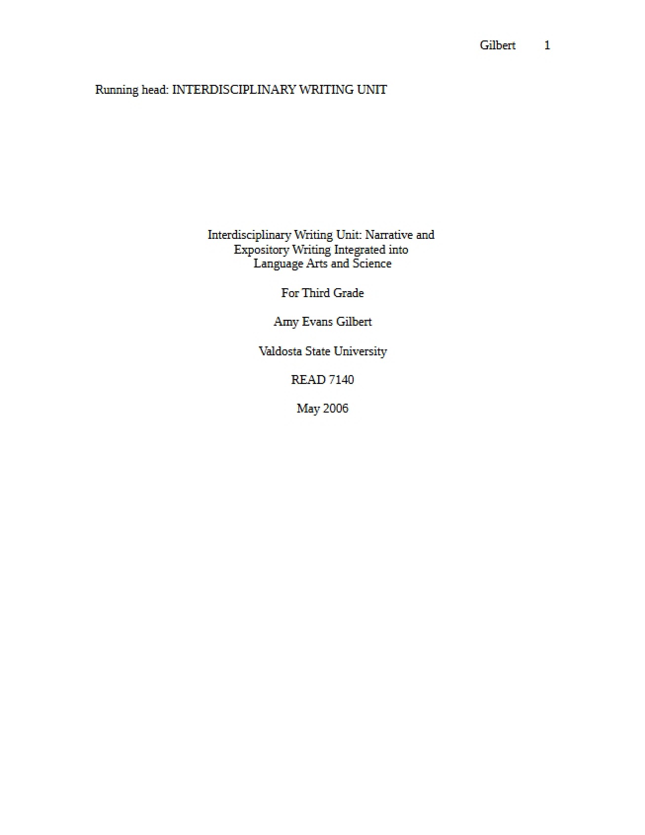Writing Unit (Interdisciplinary) - READ 7140