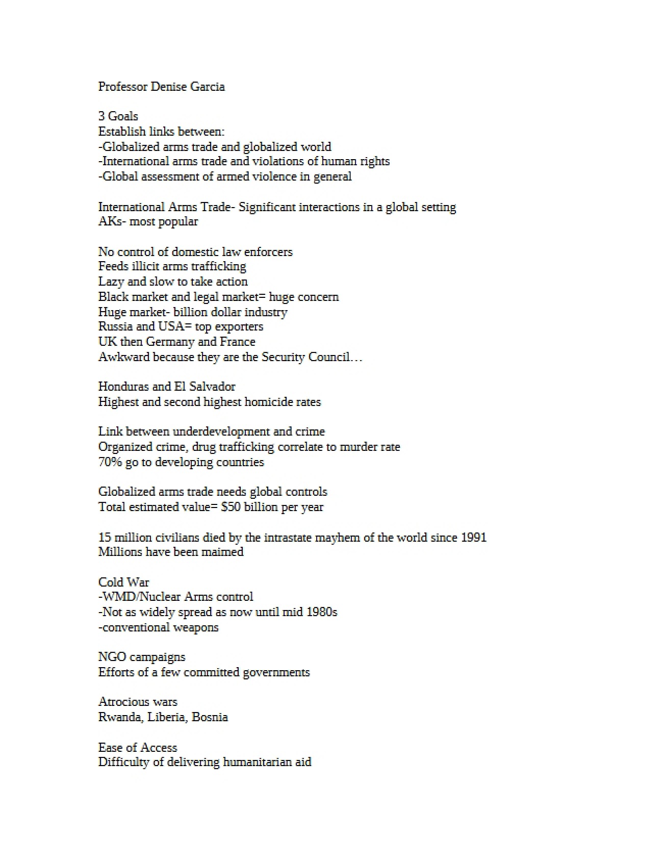 Globalization and International Affairs Lecture Notes