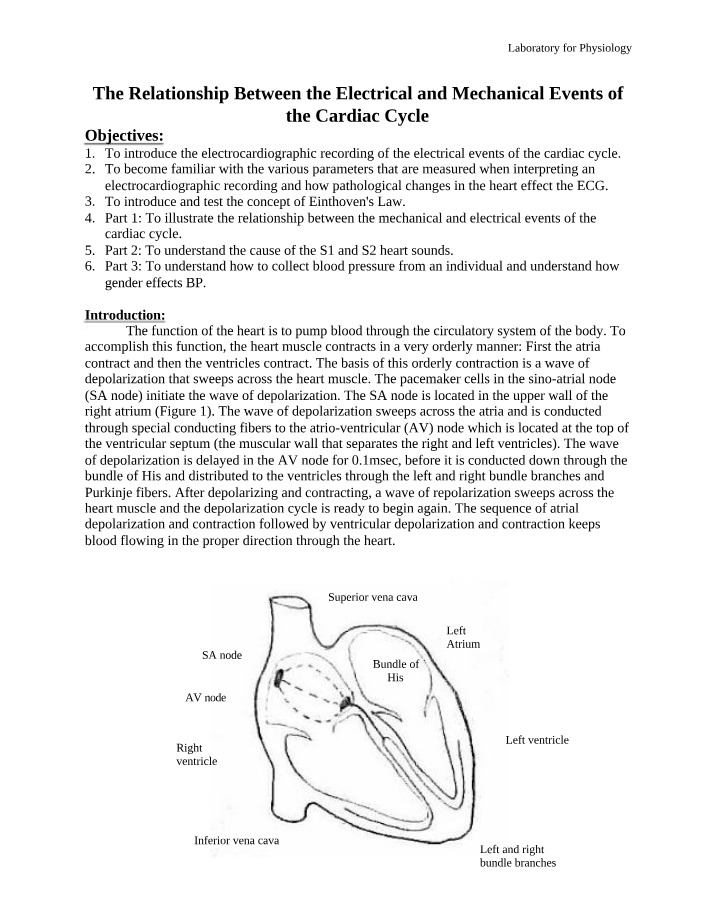 Cardiac Cycle Electrical and Mechanical Events