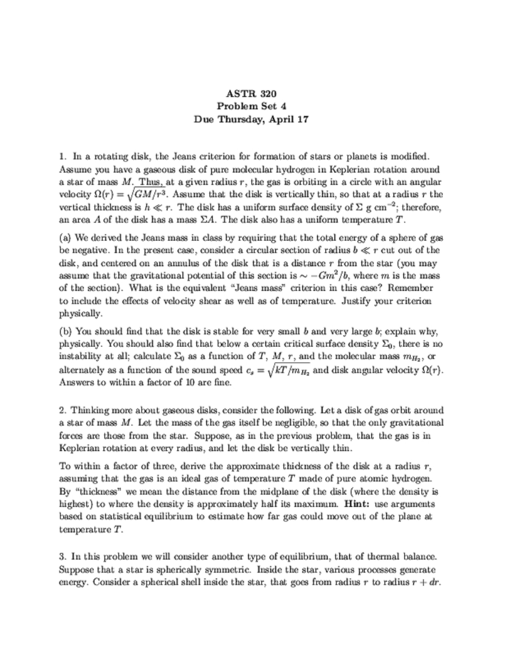 Fourth Problem Set